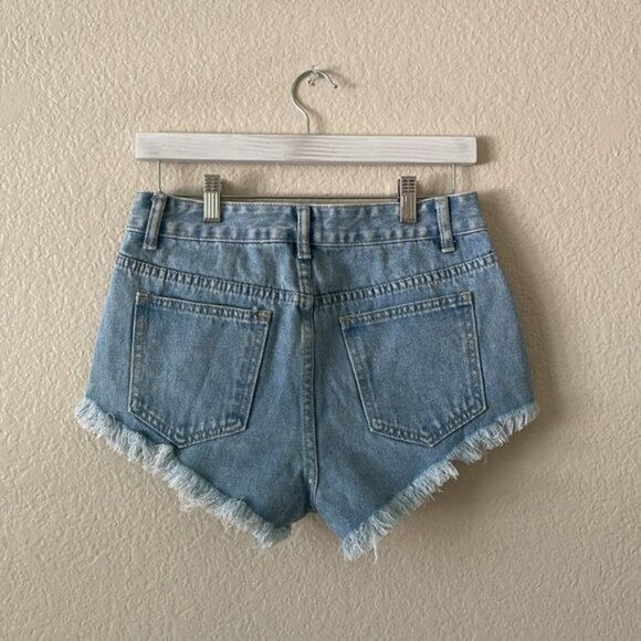 Midrise Cut Offs Jean Shorts Zipper Fly High Cut Distressed - Picture 15 of 16